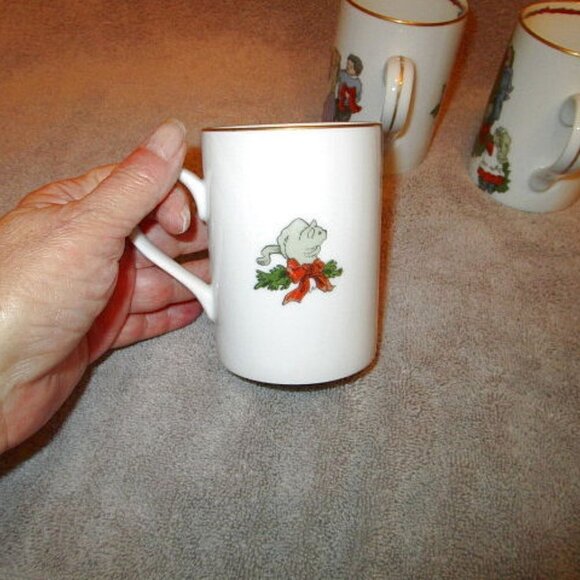 Vtg Fitz And Floyd Deck The Halls Coffee Tea Mugs Set Of 3 Lot Christmas Japan - Picture 6 of 9